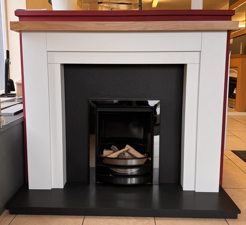 Mantel white with oak - white,