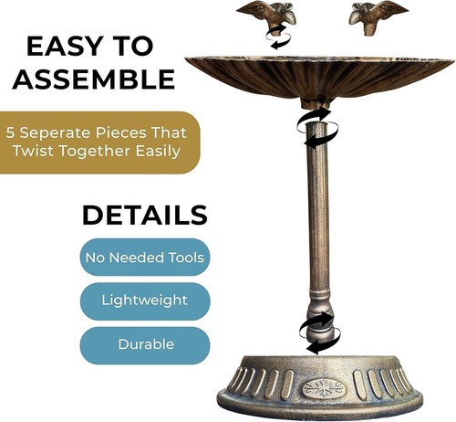 Bronze effect bird bath - bronze,
