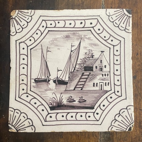 Manganese delft tile a - tile,