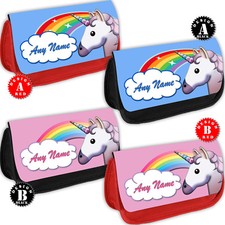 RAINBOW UNICORN Personalised Pencil Case Make Up Bag Pouch School Any Name Gift