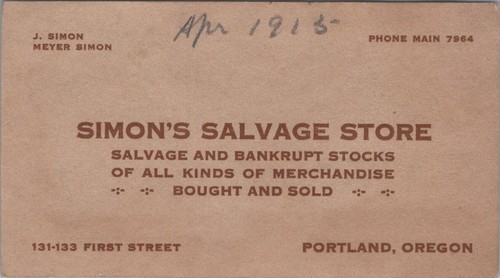 Simon salvage store - salvage, bankrupt