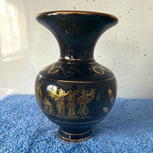 Handmade greek black vase - greek,