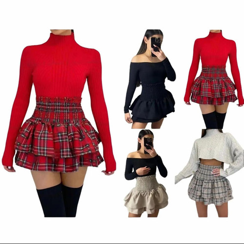 Women mini skirt gathering - women,