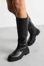 Faith Black Knee High Boots