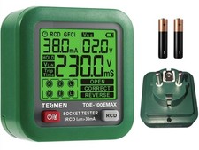 TESMEN TOE-100DMAX EU 2-Pin Socket Tester, Digital Display, CE, CAT II 300V