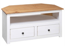 Corner TV Cabinet White Solid Wood Pine  93x49x49 cm