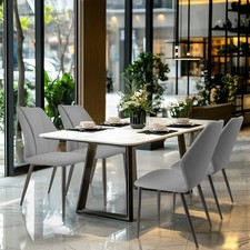 Dining Chairs Set of 2 Upholstered microfiber PU Leather Cushion Seat High Back