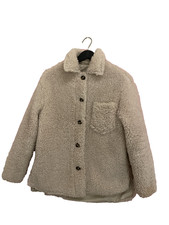 Vintage faux fur cream blazers coat jacket size S| SKU 1252