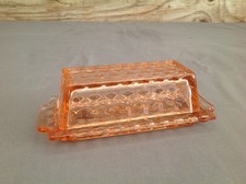 Pink Depression Glass Lidded Butter Dish