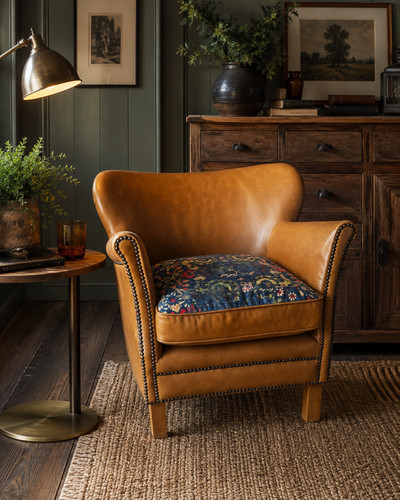 Tan leather occasional tub - tan,