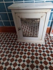 Vintage Tin Medical Cabinet 40cm High, Foxed Glass