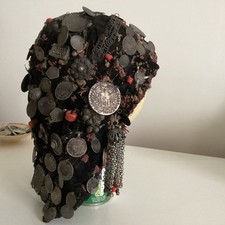 Antique Yemeni Bedouin Headdress, Coins, coral & Silver Decoration