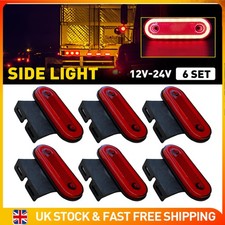 6PCS Side 20 LED Marker Lights Oval x8 12V 24V Neon Trailer Truck Lorry Red UK