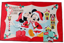 New Disney Mickey Minnie Mouse Christmas Village  20" X 32" Accent Rug Mat Red