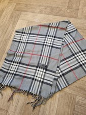 Burberry Grey Check Wool Scarf