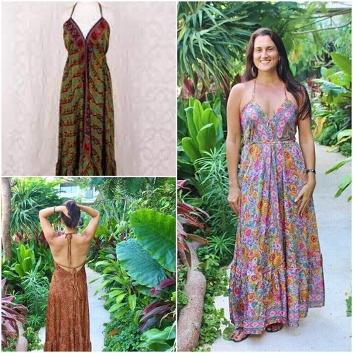 Indian vintage sari silk maxi - vintage,