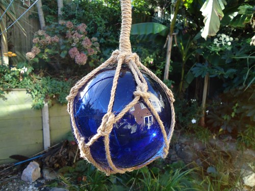 Large blue glass fishing boat - large,