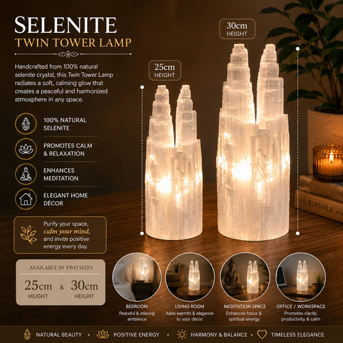 Selenite twin tower - twin,