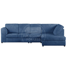Luxor Blue Corner Sofa L shape Fullback Suite Cord Fabric LEFT RIGHT 3&2 Seater