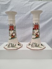 2x MASONS IRONSTONE COUNTRY LANE CANDLE STICKS 