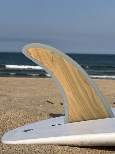 Wood longboard surfboard fin - longboard,