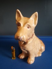 Large 11in Tall Retro Sylvac ceramic Scottie Dog Brown Glaze.