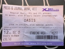 Oasis Concert Ticket Stub Aberdeen AECC 12 December 2005 Gig Used Tour