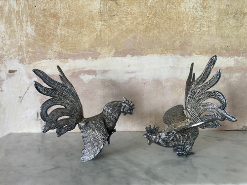 Vintage pair silver metal - pair,