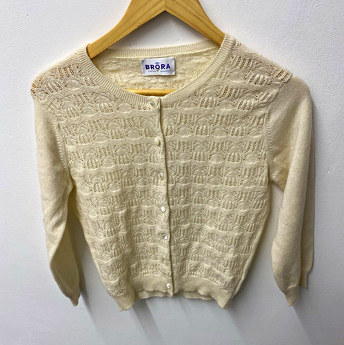 Brora cream cashmere lace knit