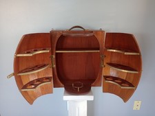 Vintage Wooden Keg Barrel Bar Display Man Cave Shot Glass Liquor Holder Cabinet