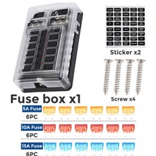 12V~32V Auto Car Power Distribution Board 12 Way Blade Fuse Box Block Holder
