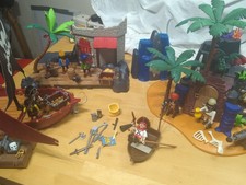  Playmobil Pirate Ship, Islands, Raft, Extra Figures & Accessories - Bundle