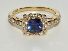 9ct Yellow Gold on Silver Tanzanite & Diamond Ring - ALL SIZES AVAILABLE