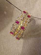 Indian Pakistani 22 ct gold plated high quality zirconia bangles size 2.5