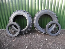 TRACTOR TYRES: REARS X2 / FRONTS X2 (SET OF TYRES AND TUBES) 12.4X28 + 400X19