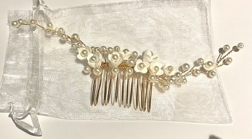 Bridal hair vine ivory - bridal,