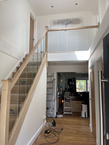 Oak and embedded glass - and,