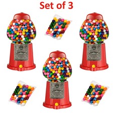3x Gumball Machine Christmas Gift Bubble Gum Dispenser Mini Retro Fun Coin Candy