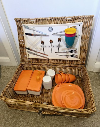 Vintage wicker picnic basket - vintage,