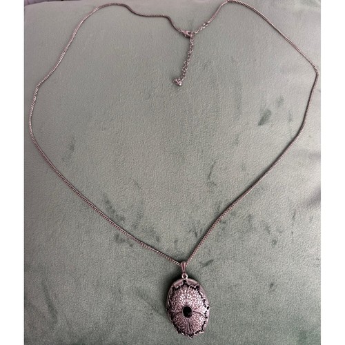Oval necklace black - black, stone