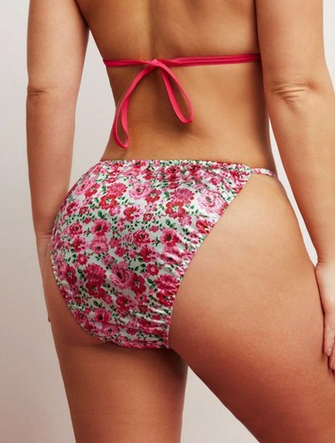 Pink floral silky satin - pink,