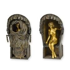 Bronze sculpture nude woman in closed basket Vienna after Franz Bergman