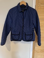 Zara navy blue/black lightweight quilted jacket with corduroy elbow patches L
