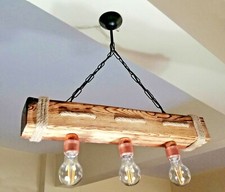 VITA-Wooden Ceiling Light With Rope Modern Rustic Handmade Retro Chandelier    