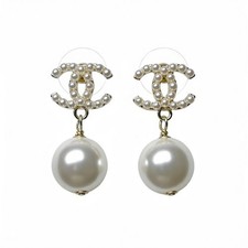 Chanel CC logo dangle earrings