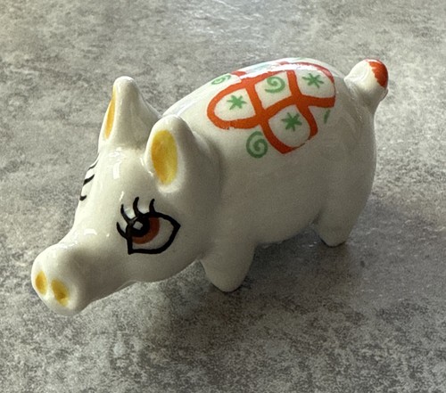 Shamrock pottery pig miniature - shamrock,