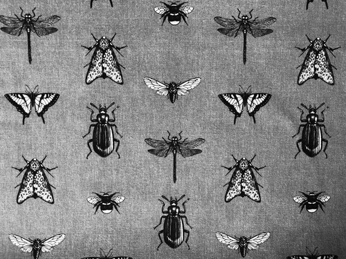 Grey bugs insects fabric bee - grey,