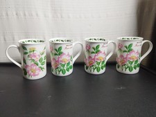 Crown Trent Wild Rose Bone China Mugs , Set Of 4 , Excellent Condition