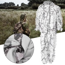 Hunting Ghillie Suit Jackets and Pants Set Wild Snow Camouflage Clothes White ！