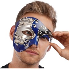 Venetian Blue Half Mask